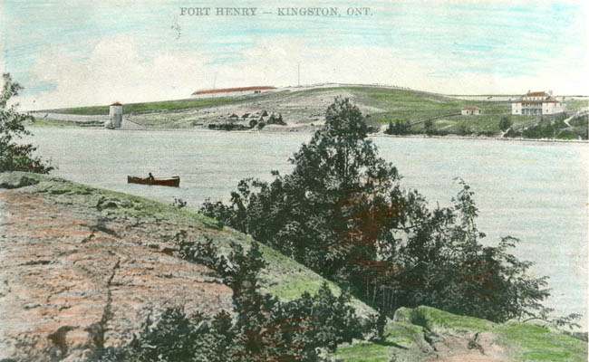 Postcard of Fort Henry showing the Garrison Hospital and Deadhouse ca. 1912 (LAC C-28229).